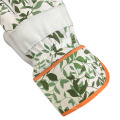 Goat Leather Palm Printed Cotton Back Rubberized Safety Cuff Garden Work Gloves